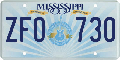 MS license plate ZFO730