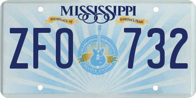 MS license plate ZFO732