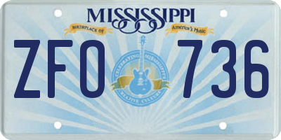 MS license plate ZFO736
