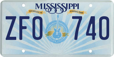 MS license plate ZFO740