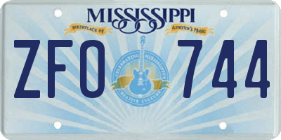 MS license plate ZFO744