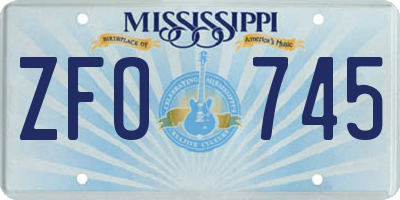 MS license plate ZFO745