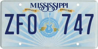 MS license plate ZFO747