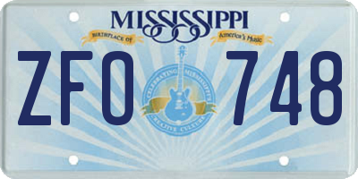 MS license plate ZFO748