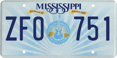 MS license plate ZFO751