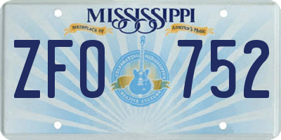 MS license plate ZFO752