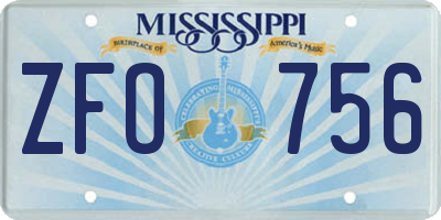 MS license plate ZFO756
