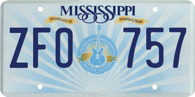 MS license plate ZFO757