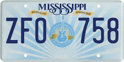 MS license plate ZFO758