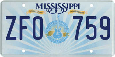 MS license plate ZFO759