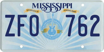 MS license plate ZFO762