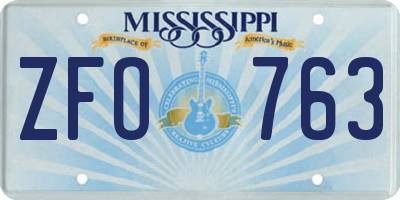 MS license plate ZFO763
