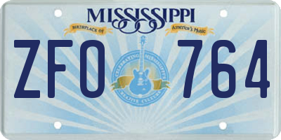 MS license plate ZFO764