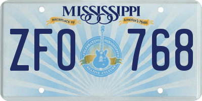 MS license plate ZFO768