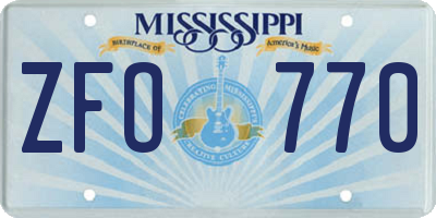 MS license plate ZFO770