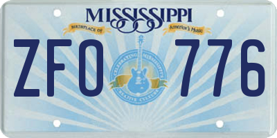 MS license plate ZFO776