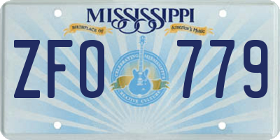 MS license plate ZFO779