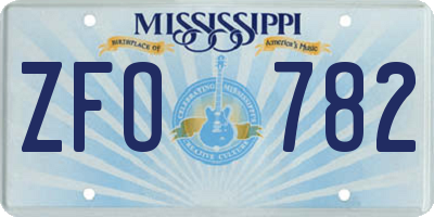 MS license plate ZFO782