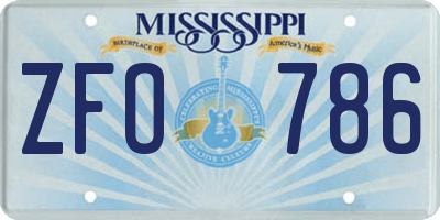 MS license plate ZFO786