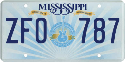MS license plate ZFO787