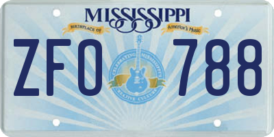 MS license plate ZFO788
