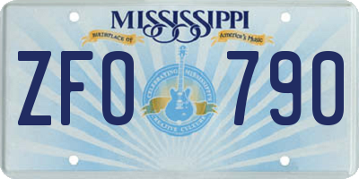MS license plate ZFO790