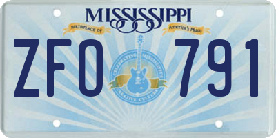 MS license plate ZFO791
