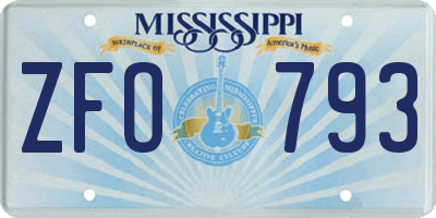 MS license plate ZFO793