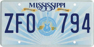 MS license plate ZFO794