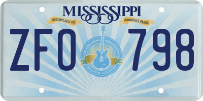 MS license plate ZFO798