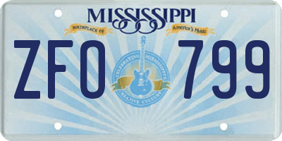 MS license plate ZFO799