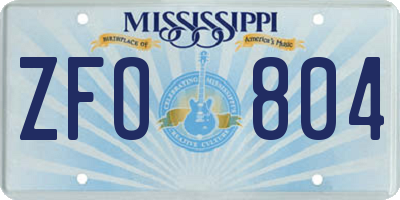 MS license plate ZFO804