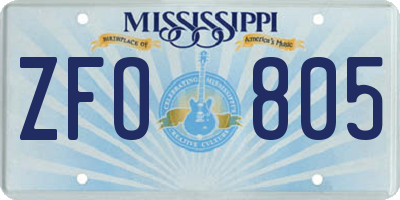 MS license plate ZFO805