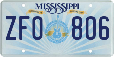 MS license plate ZFO806