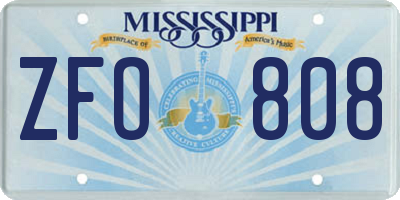 MS license plate ZFO808