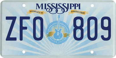 MS license plate ZFO809