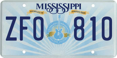 MS license plate ZFO810
