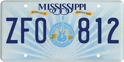 MS license plate ZFO812