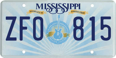 MS license plate ZFO815
