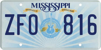MS license plate ZFO816