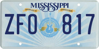 MS license plate ZFO817