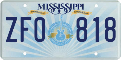 MS license plate ZFO818