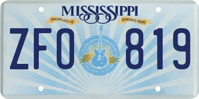 MS license plate ZFO819
