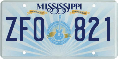 MS license plate ZFO821