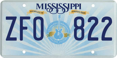 MS license plate ZFO822