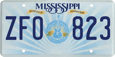 MS license plate ZFO823