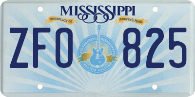 MS license plate ZFO825