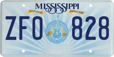 MS license plate ZFO828