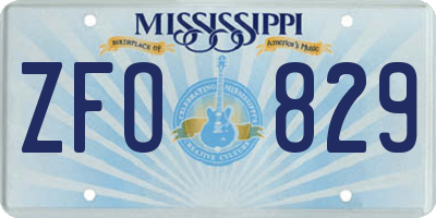 MS license plate ZFO829