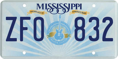 MS license plate ZFO832